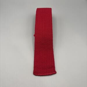 VTG Van Heusen 417 Knit Tie Mens Red Zephyr Wool Skinny Necktie